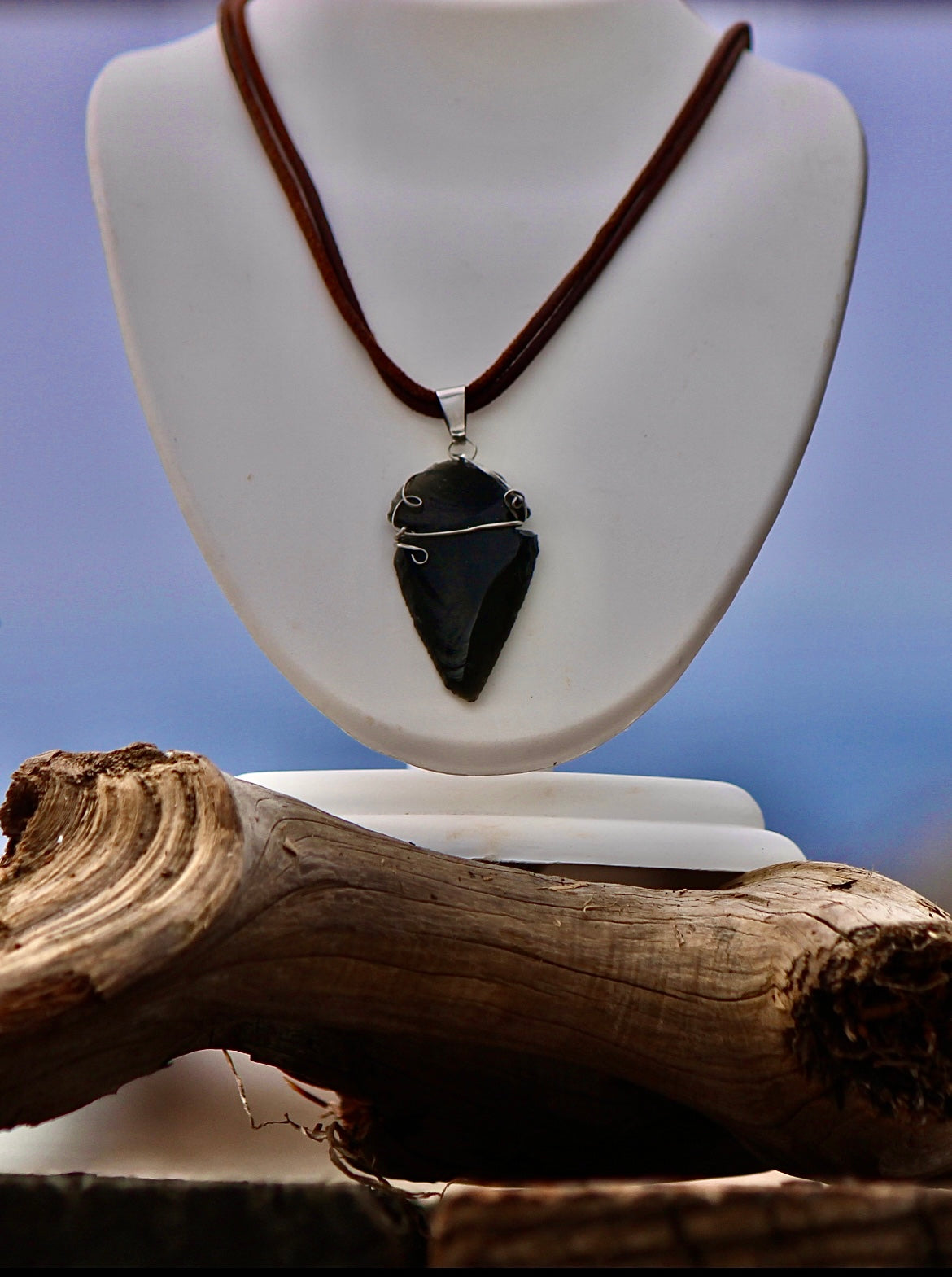 Sacred Armour — Obsidian Arrowhead Necklace & Fan bones Earring Set