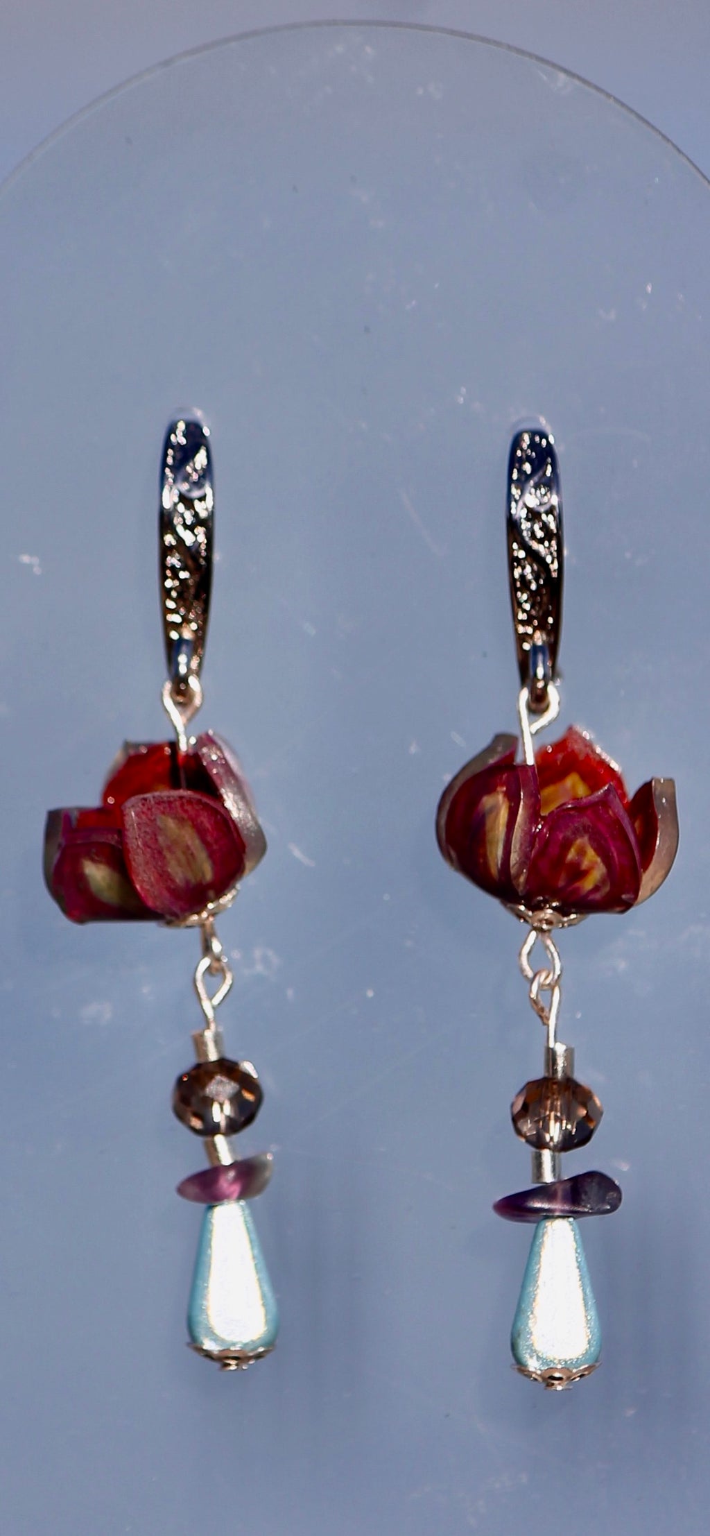 Hand-Drawn Lotus Earrings // Amethyst & Turquoise