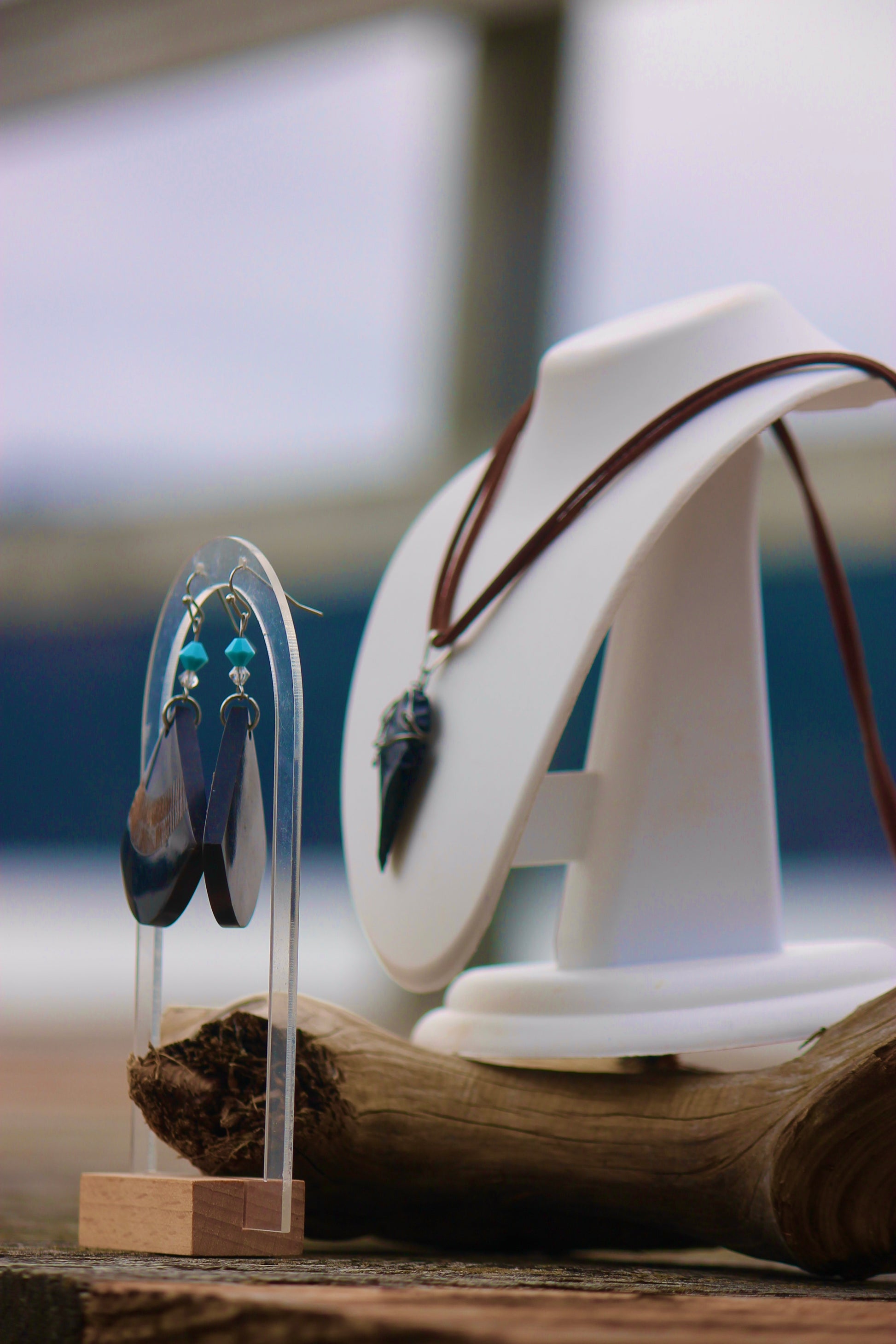 Sacred Armour — Obsidian Arrowhead Necklace & Fan bones Earring Set