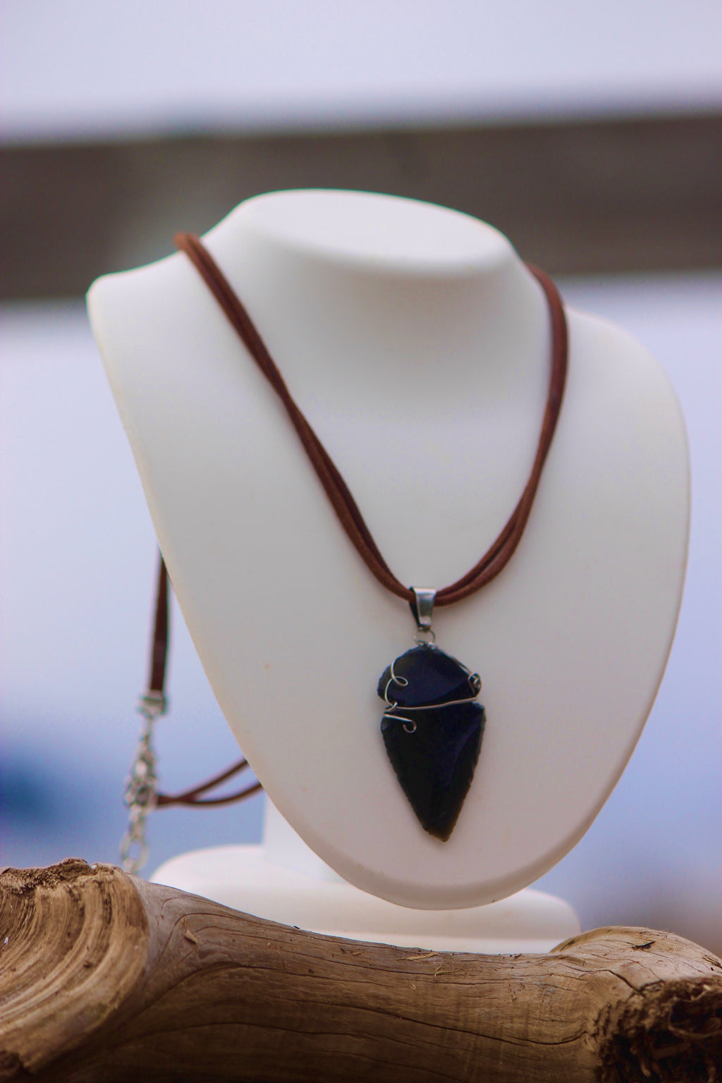 Sacred Armour — Obsidian Arrowhead Necklace & Fan bones Earring Set