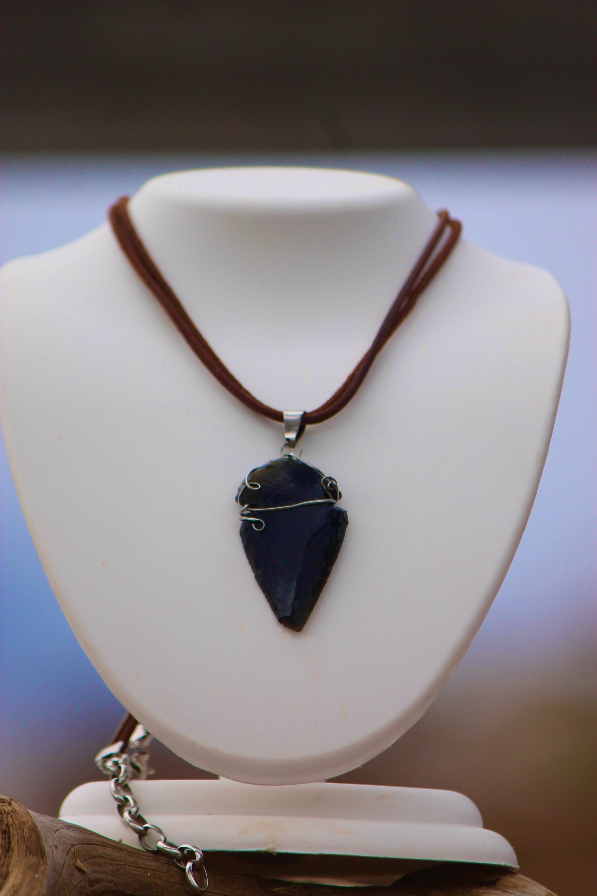 Sacred Armour — Obsidian Arrowhead Necklace & Fan bones Earring Set