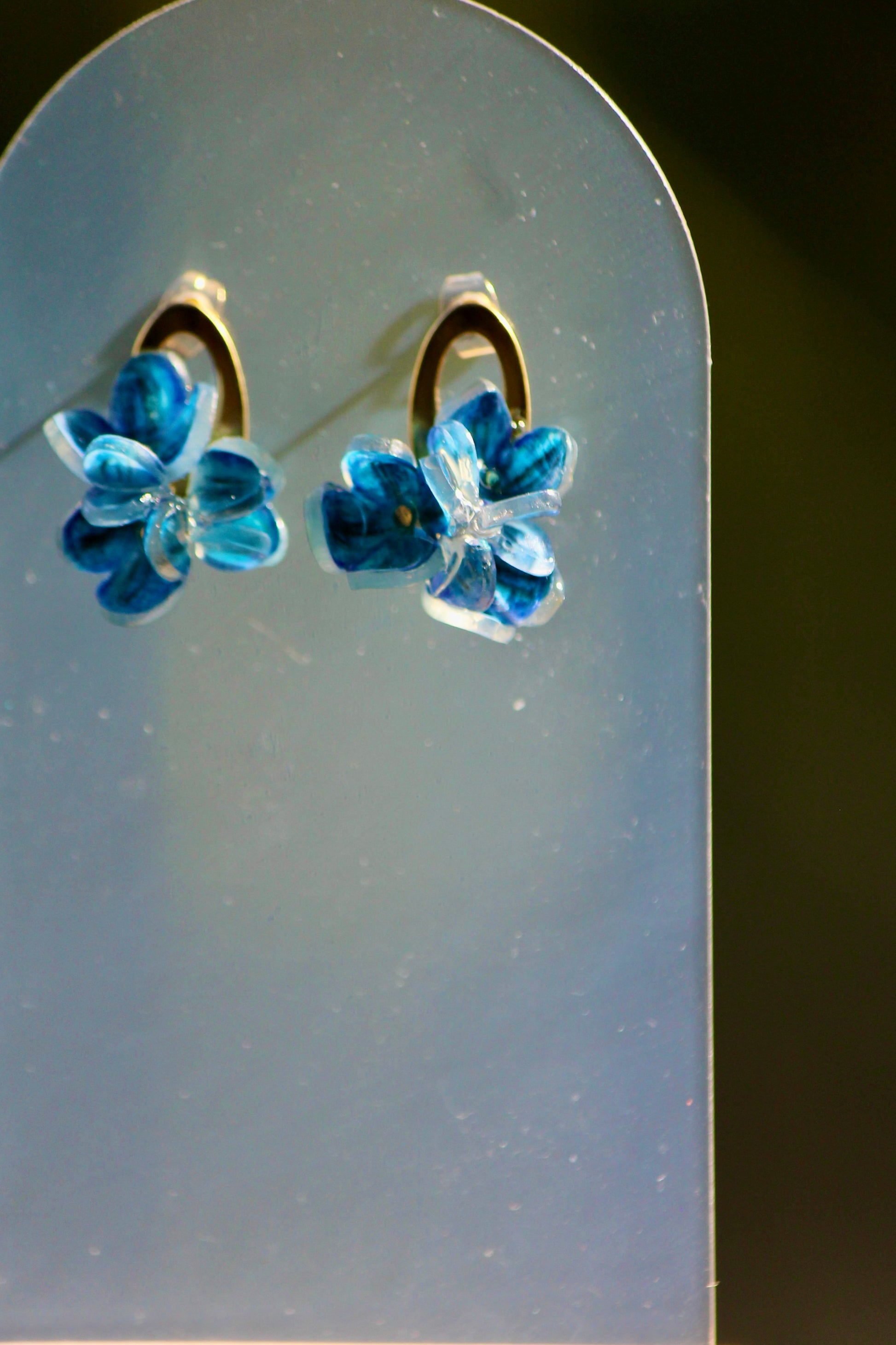 Hand-Drawn Floral Accent Studs // Sapphire Blue